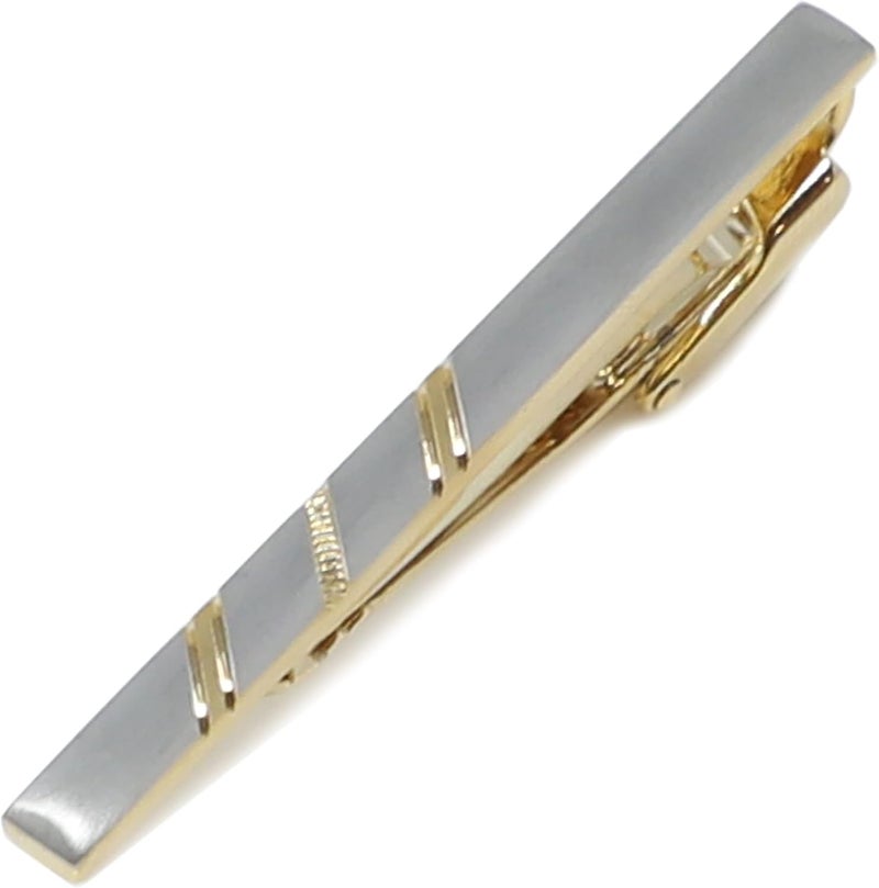 MENDEPOT Classic Silver And Gold Bi-tone Plating Tie Clips With Gift Box Men Fashion Tie bar - Image 2